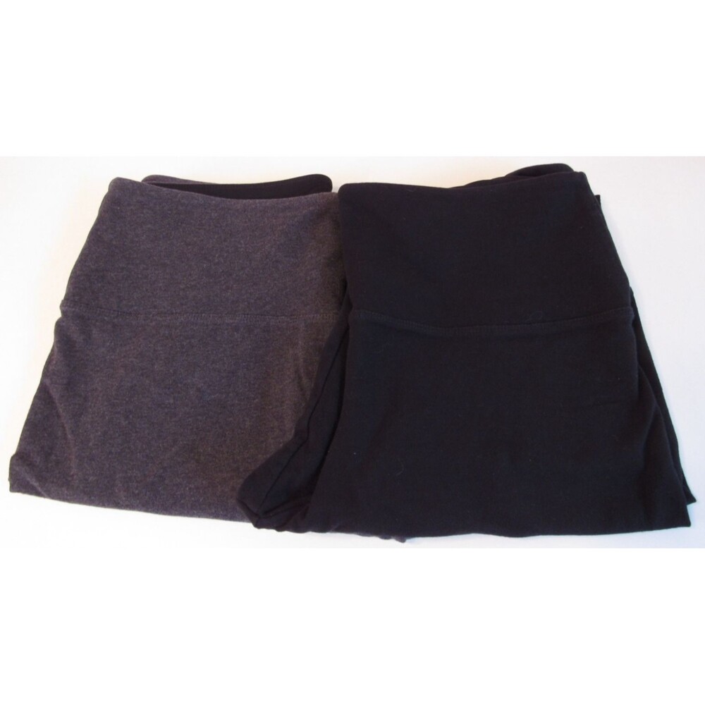 Croft & Barrow Leggings Womens Medium Lot of 2 Classic Fit Stretch Black Gray